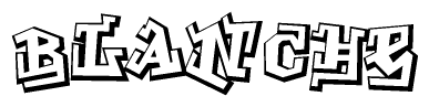 The image is a stylized representation of the letters Blanche designed to mimic the look of graffiti text. The letters are bold and have a three-dimensional appearance, with emphasis on angles and shadowing effects.