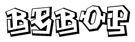 The image is a stylized representation of the letters Bebop designed to mimic the look of graffiti text. The letters are bold and have a three-dimensional appearance, with emphasis on angles and shadowing effects.