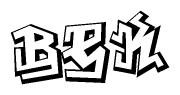 The clipart image features a stylized text in a graffiti font that reads Bek.