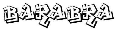 The clipart image depicts the word Barabra in a style reminiscent of graffiti. The letters are drawn in a bold, block-like script with sharp angles and a three-dimensional appearance.