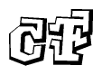 The image is a stylized representation of the letters Cf designed to mimic the look of graffiti text. The letters are bold and have a three-dimensional appearance, with emphasis on angles and shadowing effects.