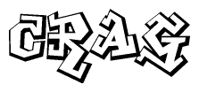 The clipart image depicts the word Crag in a style reminiscent of graffiti. The letters are drawn in a bold, block-like script with sharp angles and a three-dimensional appearance.
