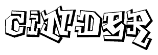 The clipart image features a stylized text in a graffiti font that reads Cinder.