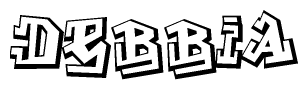 The clipart image depicts the word Debbia in a style reminiscent of graffiti. The letters are drawn in a bold, block-like script with sharp angles and a three-dimensional appearance.