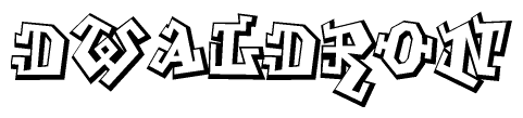 The clipart image depicts the word Dwaldron in a style reminiscent of graffiti. The letters are drawn in a bold, block-like script with sharp angles and a three-dimensional appearance.