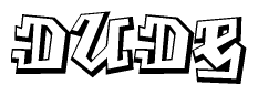 The clipart image features a stylized text in a graffiti font that reads Dude.