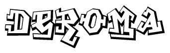 The clipart image features a stylized text in a graffiti font that reads Deroma.