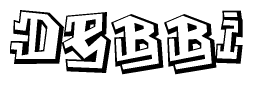 The image is a stylized representation of the letters Debbi designed to mimic the look of graffiti text. The letters are bold and have a three-dimensional appearance, with emphasis on angles and shadowing effects.