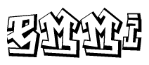 The image is a stylized representation of the letters Emmi designed to mimic the look of graffiti text. The letters are bold and have a three-dimensional appearance, with emphasis on angles and shadowing effects.