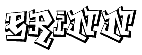The clipart image depicts the word Erinn in a style reminiscent of graffiti. The letters are drawn in a bold, block-like script with sharp angles and a three-dimensional appearance.