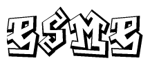 The clipart image depicts the word Esme in a style reminiscent of graffiti. The letters are drawn in a bold, block-like script with sharp angles and a three-dimensional appearance.
