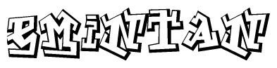 The clipart image depicts the word Emintan in a style reminiscent of graffiti. The letters are drawn in a bold, block-like script with sharp angles and a three-dimensional appearance.