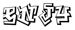 The clipart image depicts the word Enjy in a style reminiscent of graffiti. The letters are drawn in a bold, block-like script with sharp angles and a three-dimensional appearance.