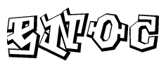 The clipart image depicts the word Enoc in a style reminiscent of graffiti. The letters are drawn in a bold, block-like script with sharp angles and a three-dimensional appearance.