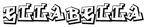 The clipart image depicts the word Ellabella in a style reminiscent of graffiti. The letters are drawn in a bold, block-like script with sharp angles and a three-dimensional appearance.