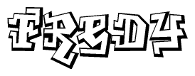 The clipart image features a stylized text in a graffiti font that reads Fredy.