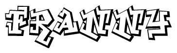 The clipart image depicts the word Franny in a style reminiscent of graffiti. The letters are drawn in a bold, block-like script with sharp angles and a three-dimensional appearance.