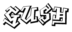 The clipart image features a stylized text in a graffiti font that reads Gush.