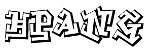 The clipart image depicts the word Hpang in a style reminiscent of graffiti. The letters are drawn in a bold, block-like script with sharp angles and a three-dimensional appearance.