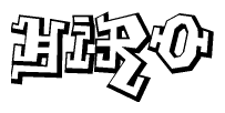 The clipart image depicts the word Hiro in a style reminiscent of graffiti. The letters are drawn in a bold, block-like script with sharp angles and a three-dimensional appearance.