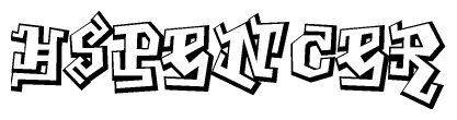 The clipart image depicts the word Hspencer in a style reminiscent of graffiti. The letters are drawn in a bold, block-like script with sharp angles and a three-dimensional appearance.