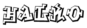 The clipart image features a stylized text in a graffiti font that reads Halko.
