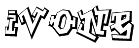 The clipart image depicts the word Ivone in a style reminiscent of graffiti. The letters are drawn in a bold, block-like script with sharp angles and a three-dimensional appearance.