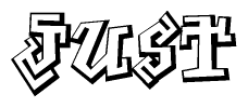 The clipart image depicts the word Just in a style reminiscent of graffiti. The letters are drawn in a bold, block-like script with sharp angles and a three-dimensional appearance.