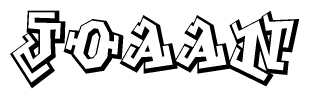 The image is a stylized representation of the letters Joaan designed to mimic the look of graffiti text. The letters are bold and have a three-dimensional appearance, with emphasis on angles and shadowing effects.