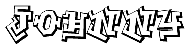 The image is a stylized representation of the letters Johnny designed to mimic the look of graffiti text. The letters are bold and have a three-dimensional appearance, with emphasis on angles and shadowing effects.