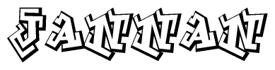 The image is a stylized representation of the letters Jannan designed to mimic the look of graffiti text. The letters are bold and have a three-dimensional appearance, with emphasis on angles and shadowing effects.