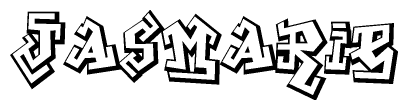 The clipart image depicts the word Jasmarie in a style reminiscent of graffiti. The letters are drawn in a bold, block-like script with sharp angles and a three-dimensional appearance.