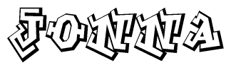 The clipart image depicts the word Jonna in a style reminiscent of graffiti. The letters are drawn in a bold, block-like script with sharp angles and a three-dimensional appearance.