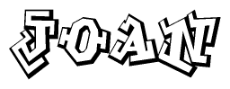 The image is a stylized representation of the letters Joan designed to mimic the look of graffiti text. The letters are bold and have a three-dimensional appearance, with emphasis on angles and shadowing effects.