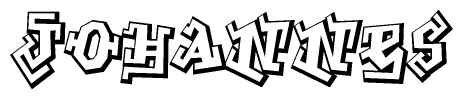 The clipart image depicts the word Johannes in a style reminiscent of graffiti. The letters are drawn in a bold, block-like script with sharp angles and a three-dimensional appearance.