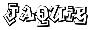 The clipart image depicts the word Jaquie in a style reminiscent of graffiti. The letters are drawn in a bold, block-like script with sharp angles and a three-dimensional appearance.