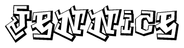 The clipart image depicts the word Jennice in a style reminiscent of graffiti. The letters are drawn in a bold, block-like script with sharp angles and a three-dimensional appearance.