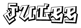 The clipart image depicts the word Julee in a style reminiscent of graffiti. The letters are drawn in a bold, block-like script with sharp angles and a three-dimensional appearance.