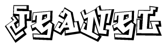 The clipart image depicts the word Jeanel in a style reminiscent of graffiti. The letters are drawn in a bold, block-like script with sharp angles and a three-dimensional appearance.