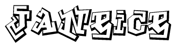 The clipart image depicts the word Janeice in a style reminiscent of graffiti. The letters are drawn in a bold, block-like script with sharp angles and a three-dimensional appearance.