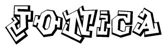 The clipart image depicts the word Jonica in a style reminiscent of graffiti. The letters are drawn in a bold, block-like script with sharp angles and a three-dimensional appearance.