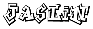 The image is a stylized representation of the letters Jaslin designed to mimic the look of graffiti text. The letters are bold and have a three-dimensional appearance, with emphasis on angles and shadowing effects.