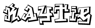 The clipart image depicts the word Kaytie in a style reminiscent of graffiti. The letters are drawn in a bold, block-like script with sharp angles and a three-dimensional appearance.
