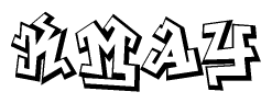 The clipart image depicts the word Kmay in a style reminiscent of graffiti. The letters are drawn in a bold, block-like script with sharp angles and a three-dimensional appearance.