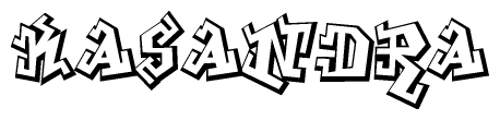 The clipart image depicts the word Kasandra in a style reminiscent of graffiti. The letters are drawn in a bold, block-like script with sharp angles and a three-dimensional appearance.