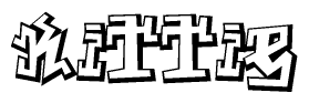 The clipart image depicts the word Kittie in a style reminiscent of graffiti. The letters are drawn in a bold, block-like script with sharp angles and a three-dimensional appearance.