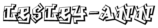 The clipart image depicts the word Lesley-ann in a style reminiscent of graffiti. The letters are drawn in a bold, block-like script with sharp angles and a three-dimensional appearance.