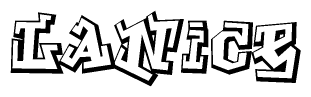 The clipart image depicts the word Lanice in a style reminiscent of graffiti. The letters are drawn in a bold, block-like script with sharp angles and a three-dimensional appearance.