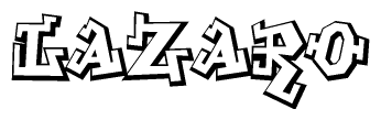 The clipart image depicts the word Lazaro in a style reminiscent of graffiti. The letters are drawn in a bold, block-like script with sharp angles and a three-dimensional appearance.