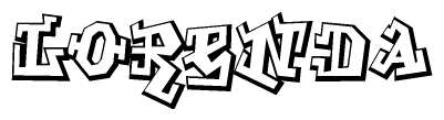 The clipart image depicts the word Lorenda in a style reminiscent of graffiti. The letters are drawn in a bold, block-like script with sharp angles and a three-dimensional appearance.